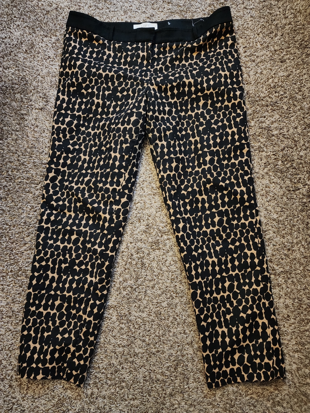LOFT Black and Tan Printed Straight Leg Pants